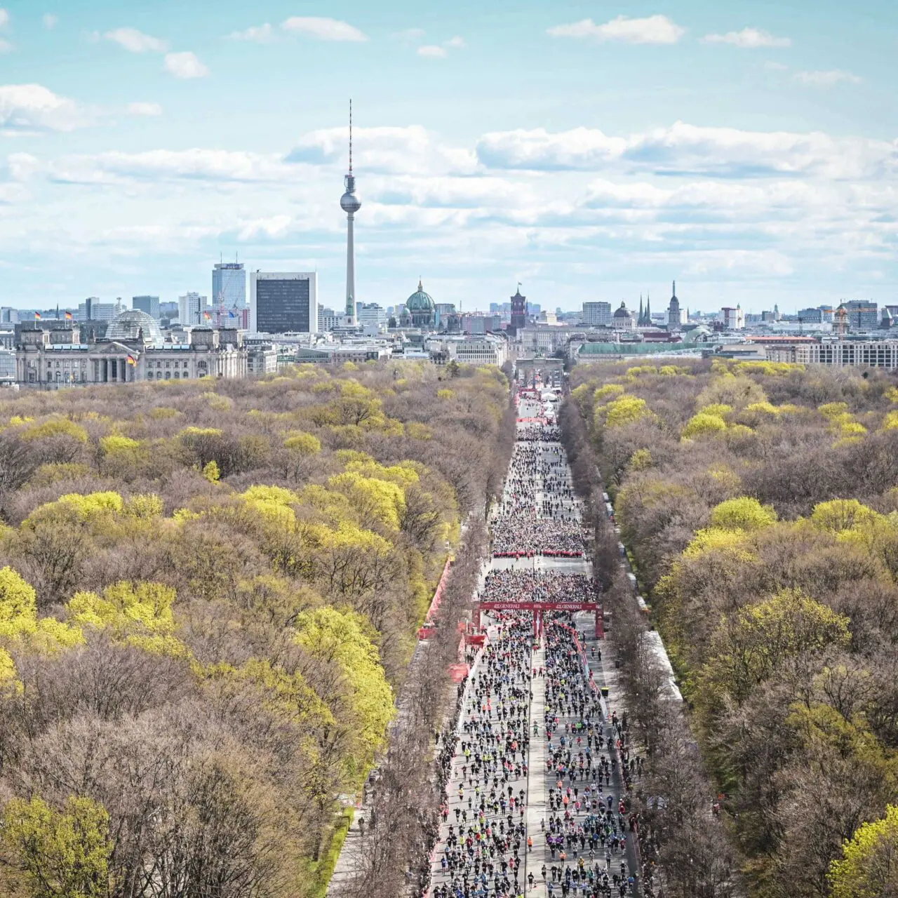 A birds eye view of the Berlin Half Marathon taking place throughout the iconic city of Berlin